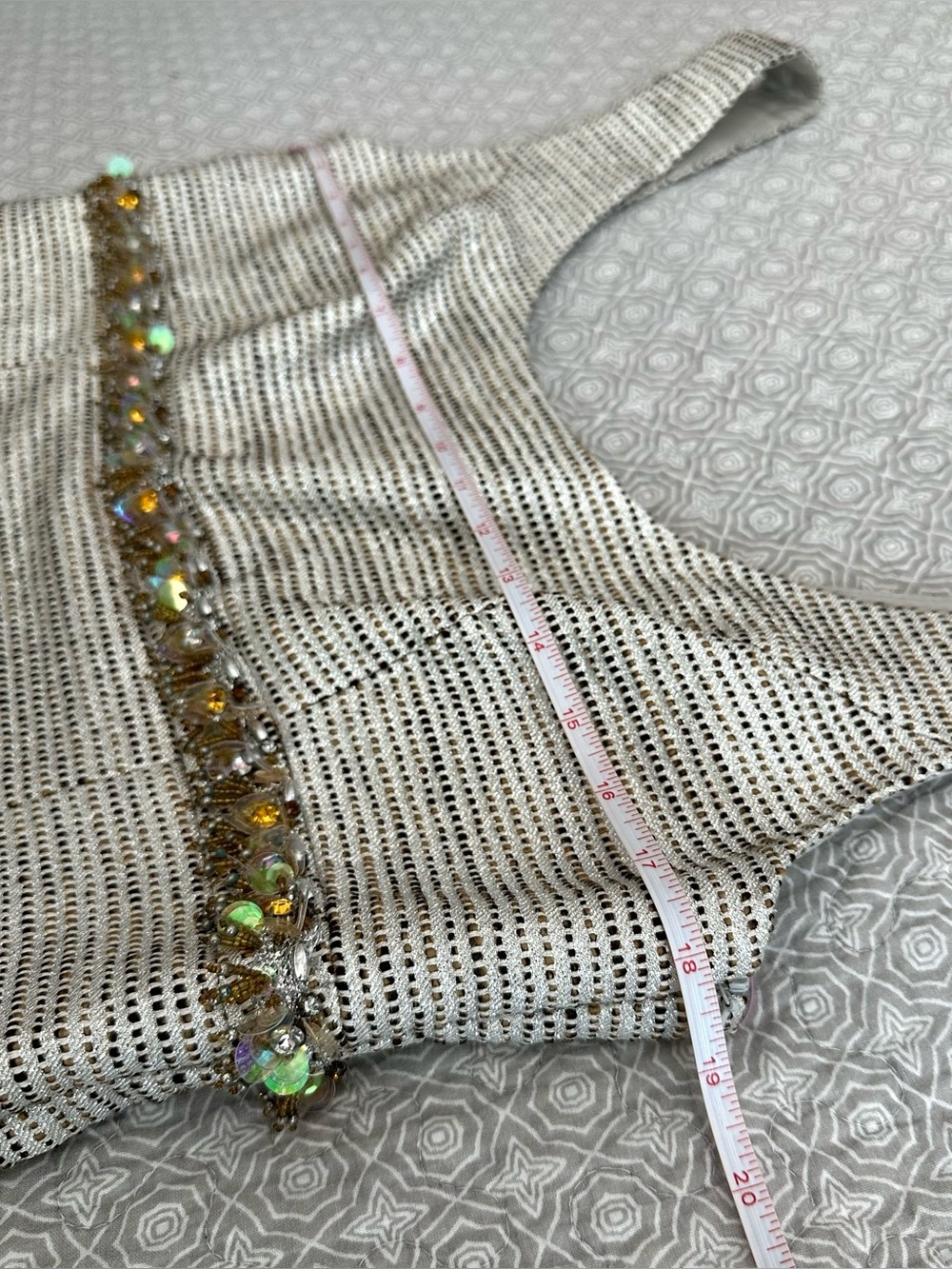 Trina Turk Metallic Tweed Garreth Shift Dress Beaded Embellished Sequins Size 10 - Picture 10 of 14